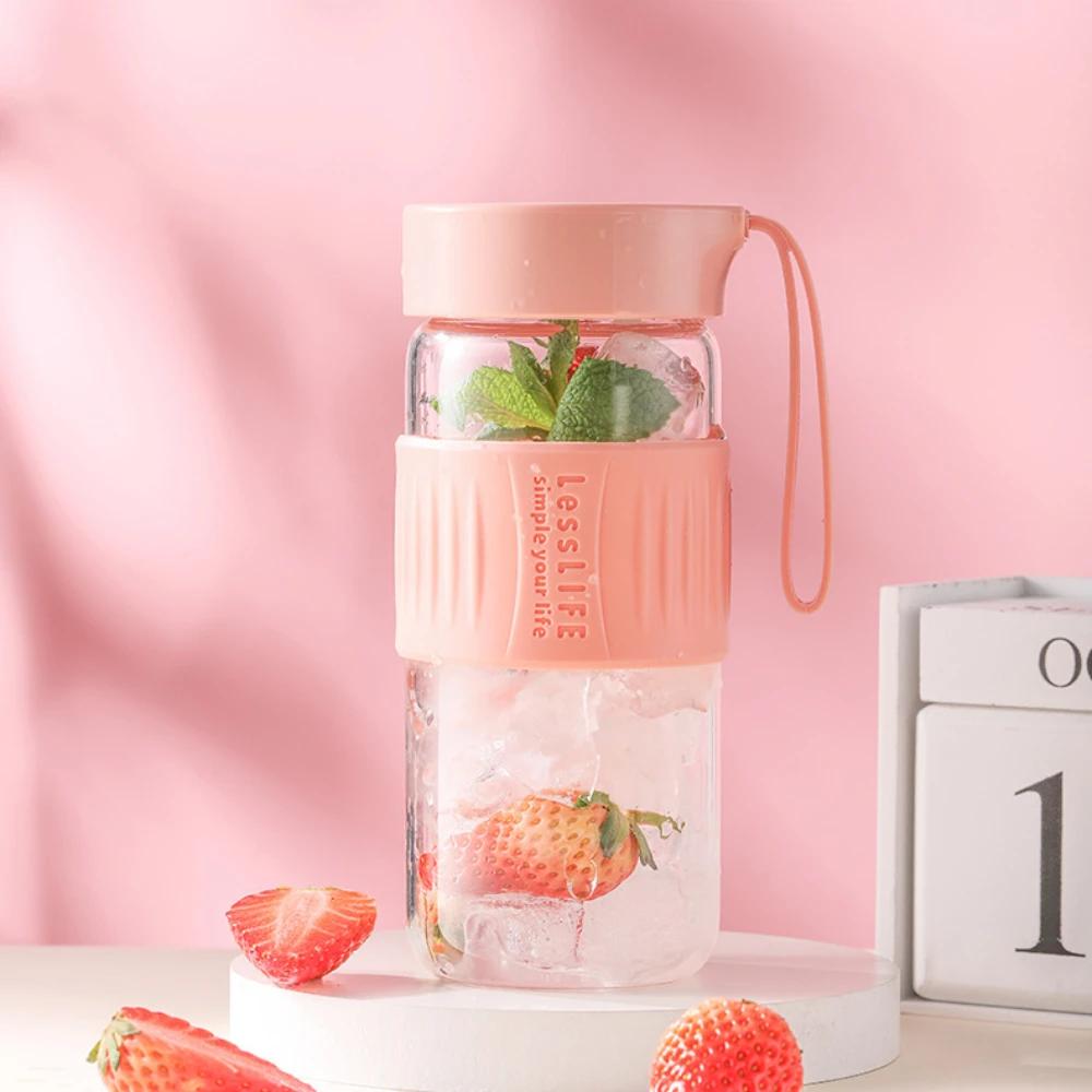 

1 шт. Высококачественная стеклянная чашка для воды с функцией разделения чая, изолированная силиконовым чехлом для чашки для домашнего офиса 401-500ml