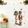 Christmas Atmosphere Wall Decals for Fridge Nutcracker Soldier Decal, Vintage Mailbox Snow Scene Self-Adhesive Party Background Decor Sticker,
