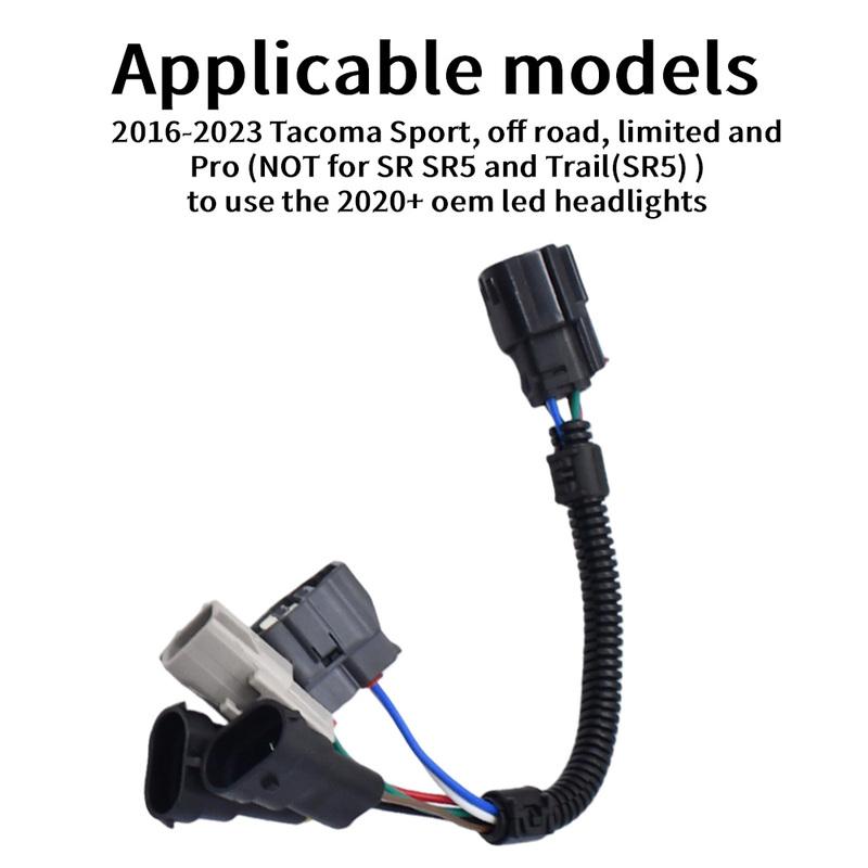 1 Pair Black Headlight Conversion P-N-P Wire Harness Adapters for Toyota Tacoma 2016-2023 Compatible Vehicle Fit