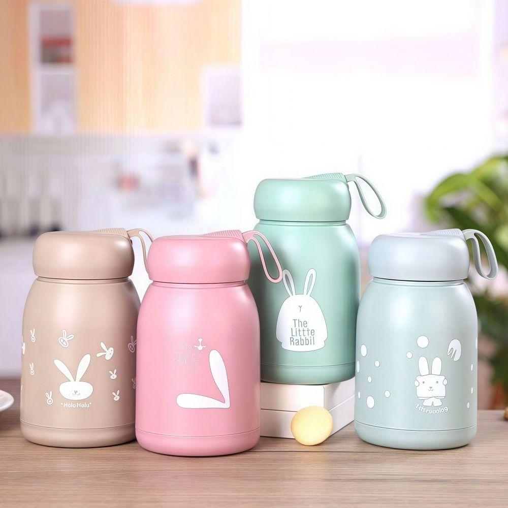 10.8oz/320ml Mini Water Bottle with Handle Pocket Design Thermal Cups Solid Color Durable Travel Coffee Mug