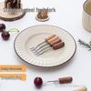 Wooden Handle Mini Stainless Steel Fruit Fork - Japanese Tableware
