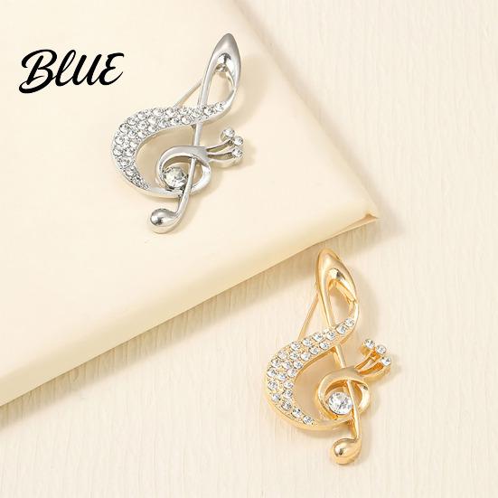 Spilla Decorazione Donna Scintillante Strass Intarsiato Forma Nota Musicale Anti-Esposizione