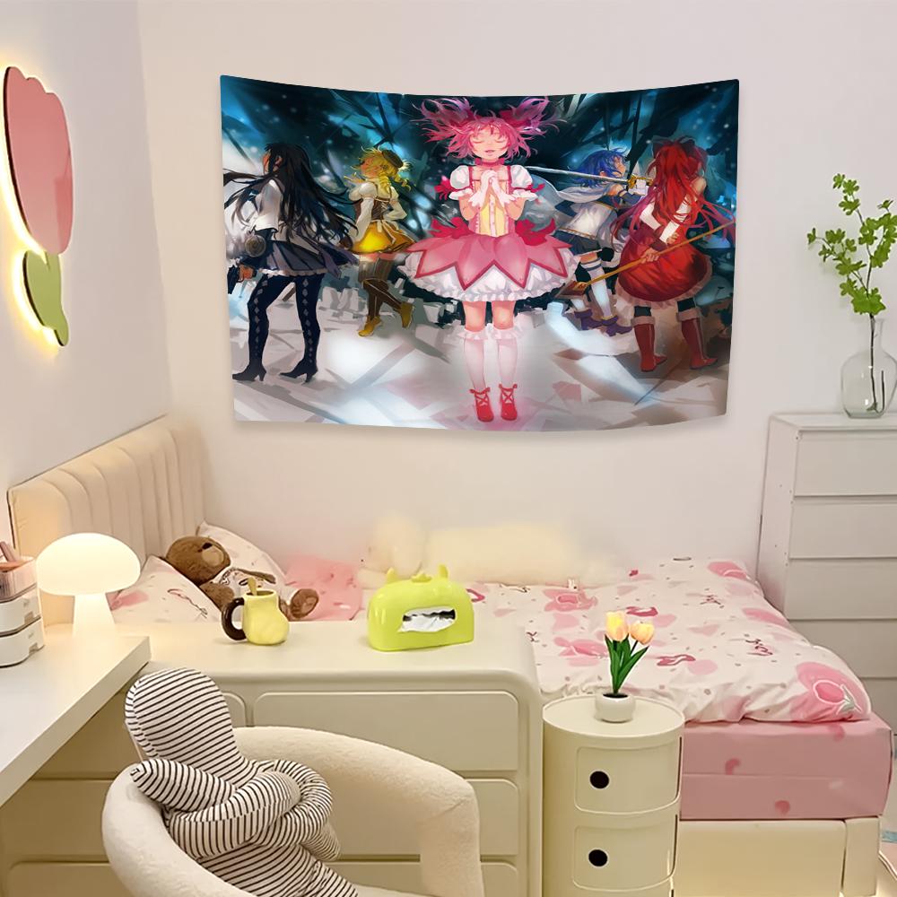 Classic Japanese Anime Puella Magi Tapestry Madoka Magica Hanging Bohemian Tarot Hippie Wall Rugs Bedroom Dorm Background