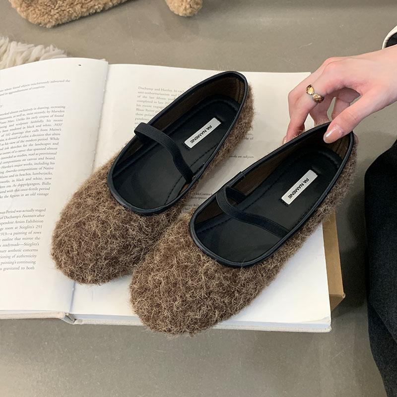 Fashion Female Slip On Footwear Shallow Women Ballet Flats Shoes Soft Casual Flock Fashion Round Toe Ladies Flats With Shoes