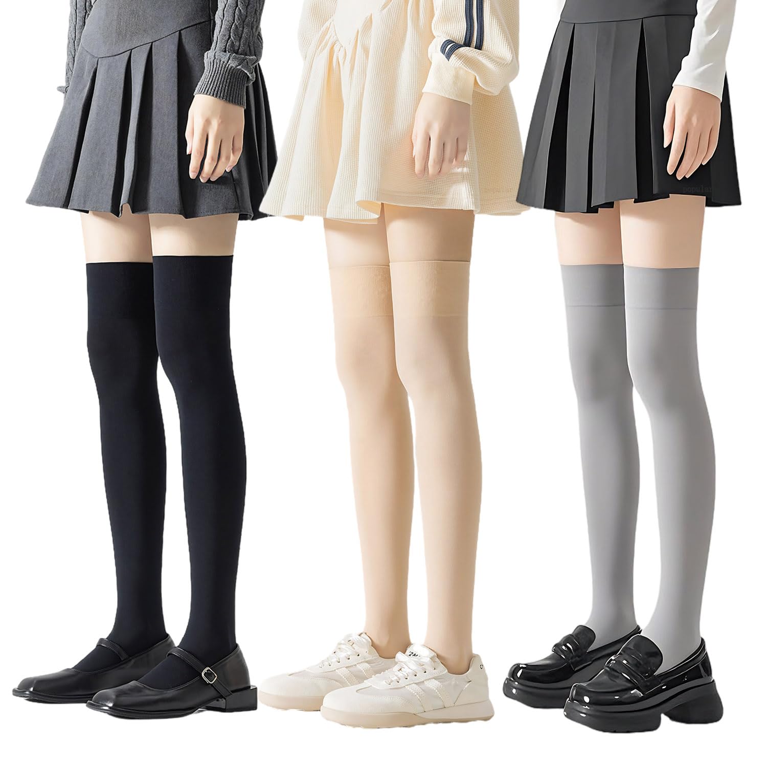 

120 JK Косплей Носки Бесплатно 1 пара Черные 1 пара Бежевые 1 пара [ПОПУЛЯРНЫЕ] Гольфы до колена, Денье, Удлиняющие ноги, Дышащие, Эластичные, Женские,