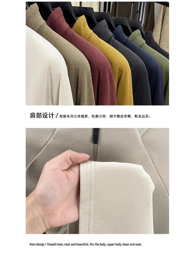 Men's Double-Sided Fleece Half-Zip Sweatshirt, Long-Sleeve, Warm Casual Base Layer for Autumn/Winter