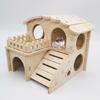 Small Animal Wooden Hut Luxury Villa House Two Layers for Dwarf Mouse Rat Gerbil