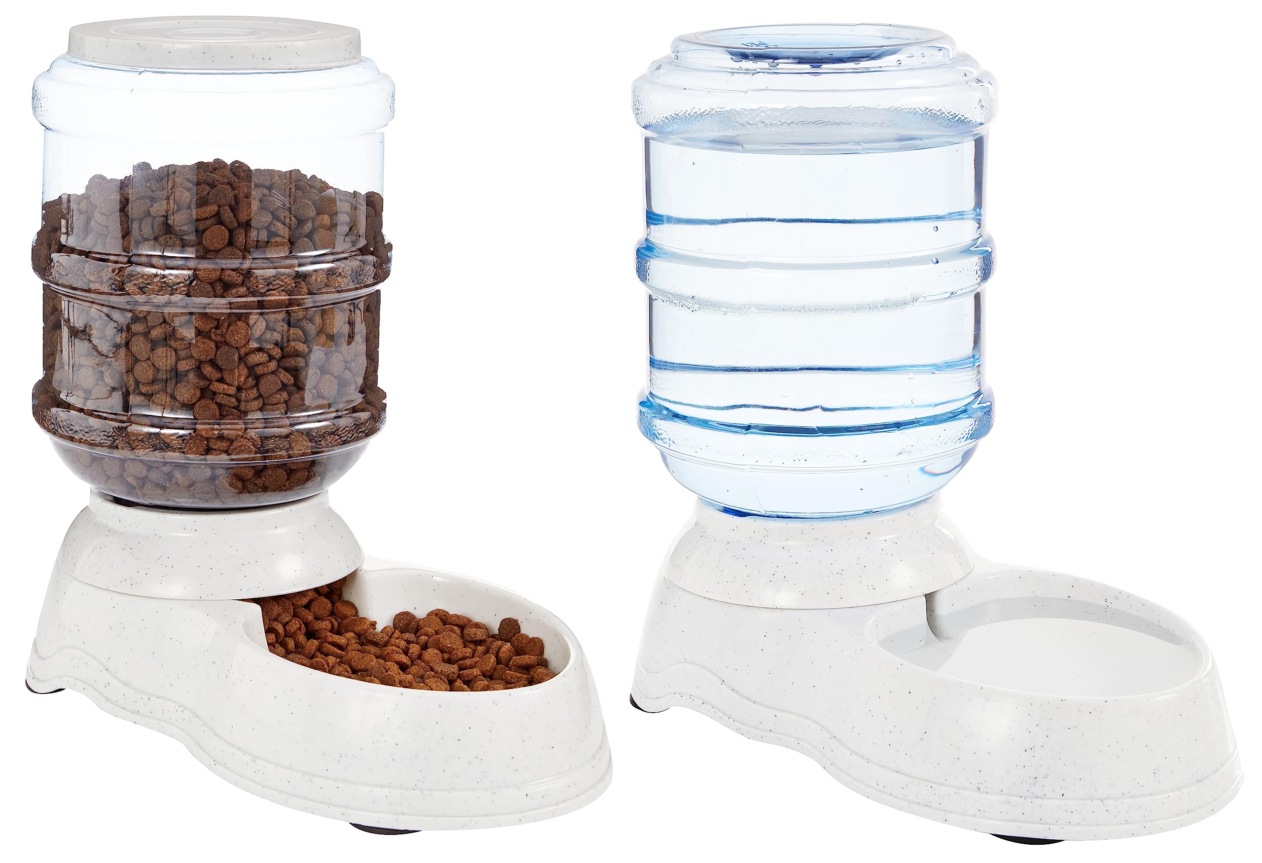 

Amazon Basic Automatic Pet Feeder and Water Dispenser Set, Gravity-Fed, Small (4L each), Gray