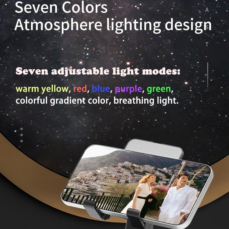 Alarm Clock Bluetooth Speaker Tablet Mobile Phone Stand Rotation Lifted Folding Portable Charging Bank LED Colorful Lights U Disk Player