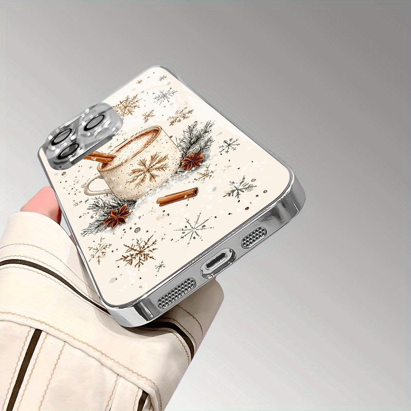 Christmas Snowflake Pattern Glass Electroplated Silver Phone Case For iPhone 17 16 15 14 13 12 11 Pro Max Plus 16E 17 Air Cover