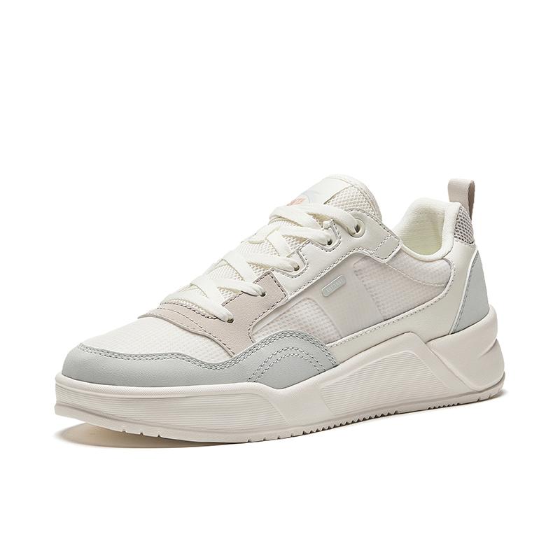 Anta Gel Elastic Mesh Thick Sole Height Increasing Lightweight Breathable Low Top Sneakers Women sneakers White Gray 922428003-1