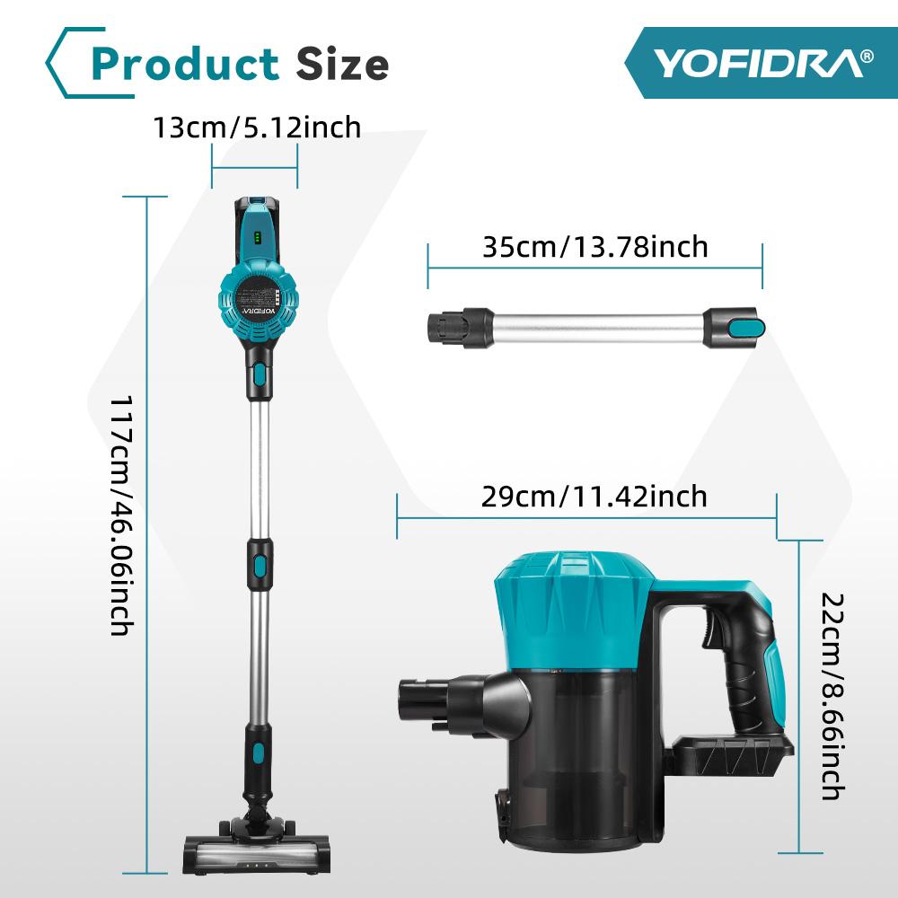 Yofidra 1800W Bürstenloser Staubsauger 30KPa 1,5L Tragbar Leistungsstarke Saugkraft Haushaltsreinigungswerkzeuge Für Makita 18V Akku Pin