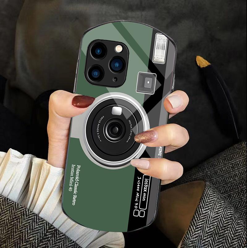 

Ancient Camera Rose Purple For Iphone 11 12 13 14 15 Pro Max Plus Mini 7 8 Se 2020 X Xs Xr Elliptical Tempered Glass Phone Case For iPhone 14