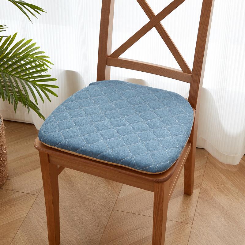 Solid Wood Dining Chair with Cotton Linen Cushion