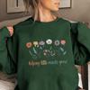 Floral Growth Women's Round Neck Hoodie with Long Sleeves