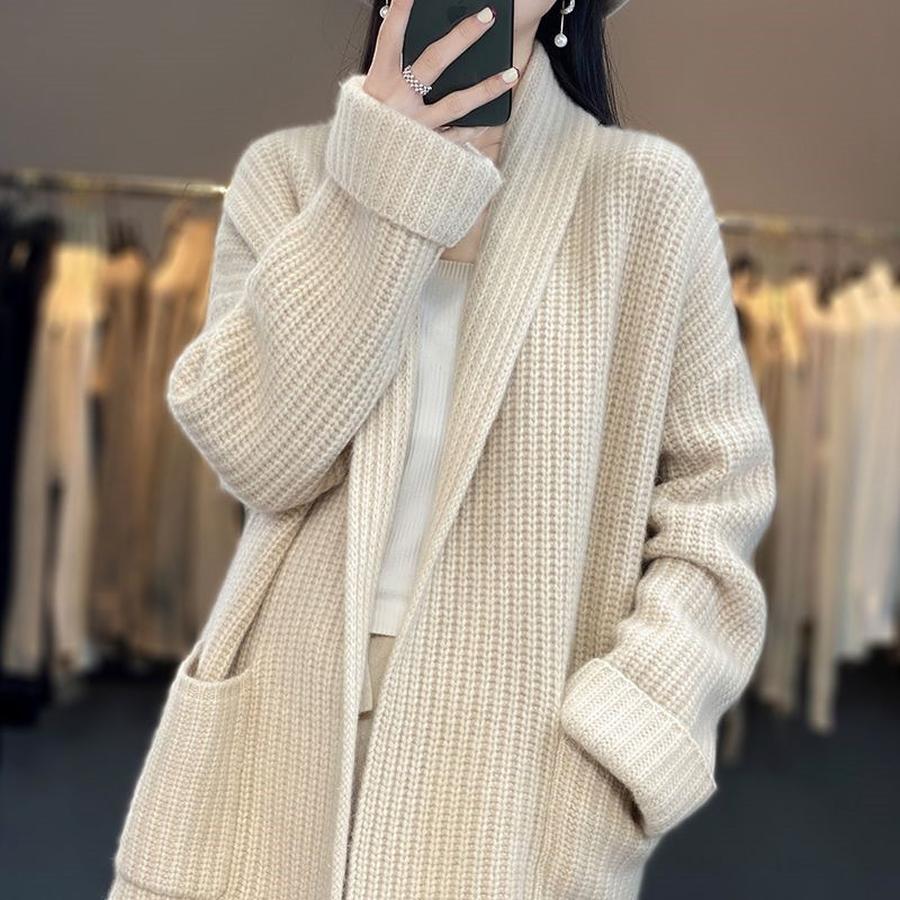 New Fall Winter Women's Chunky Knit V-Neck Cardigan Loose Outerwear