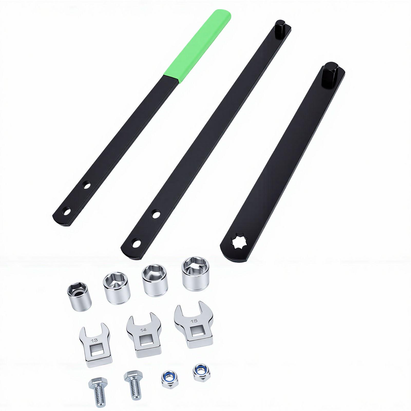 Serpentine Belt Tool Kit 1 2in 3 8in Drive Belt Tensioner Wrench with 4 Sockets 3 Crowfoot Wrenches 2 Pairs Hex Cushion