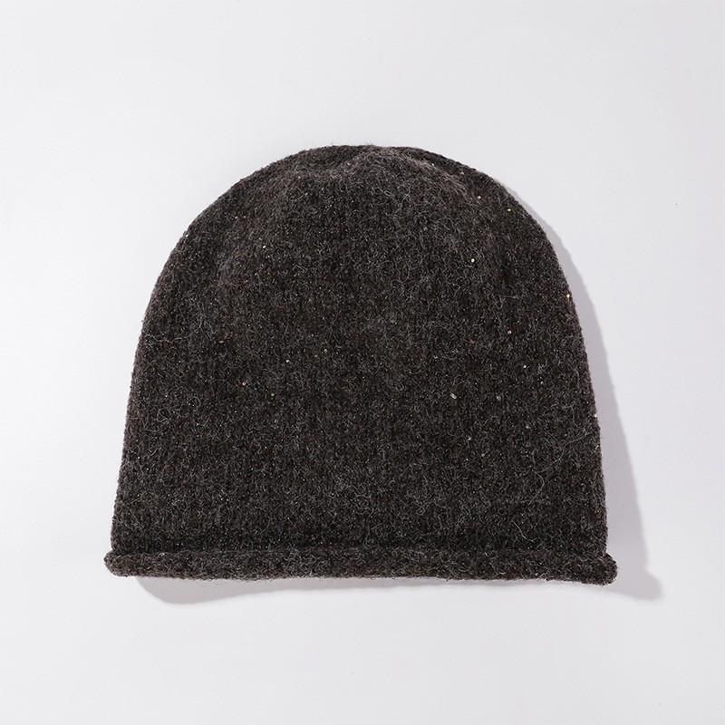 Retro Sequin Knit Wool Hat - Fashionable, Face-Slimming Headscarf & Hat