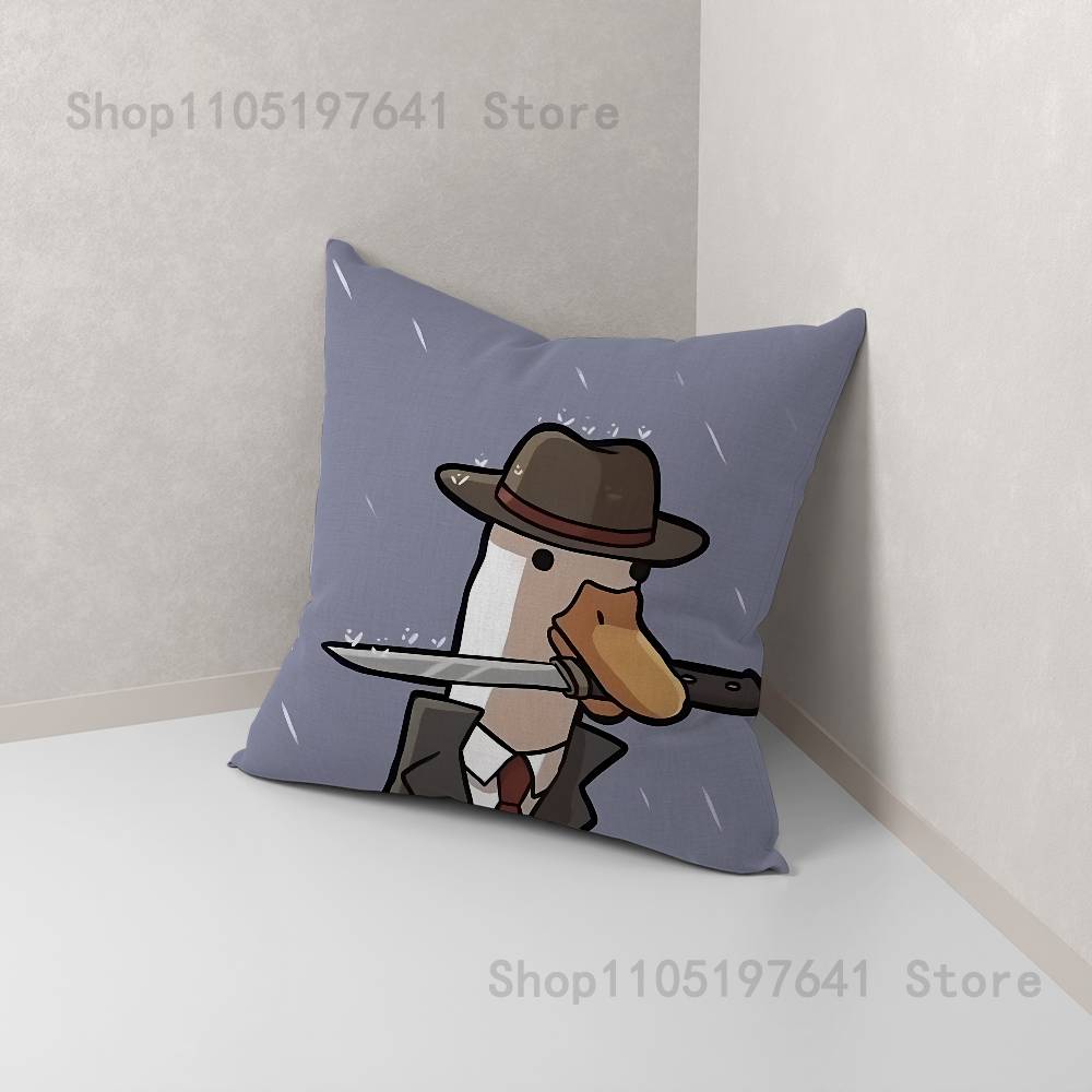 Funny D-DucK Goose meme Anime Celebrity Merchandise All-Match Printed Pillow Case Sofa Car Office Room Decoration Protector