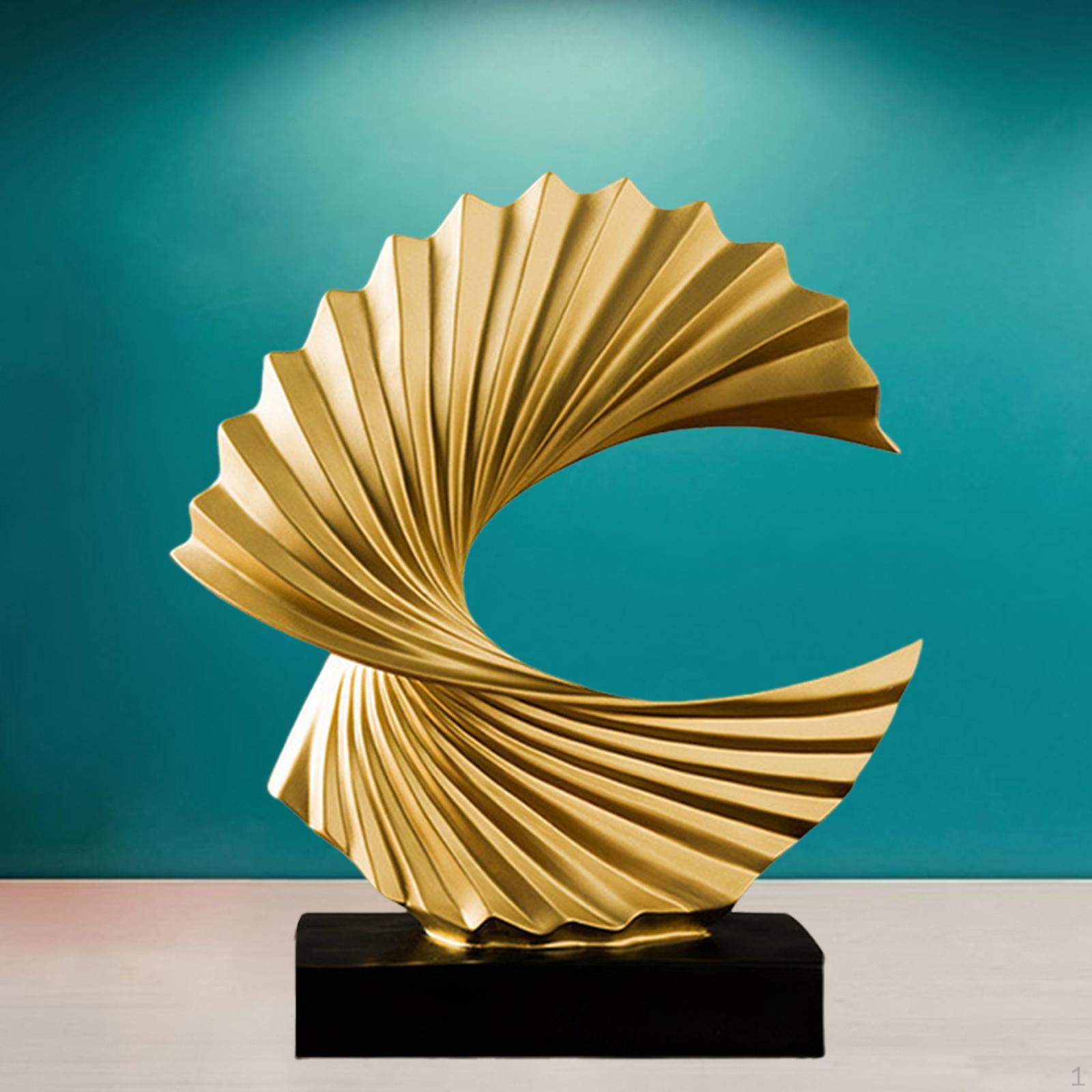 

Ocean Wave Statue Abstract Sculpture Craft, Collectible, Centerpiece Creative Resin Figurine Desktop золотистий