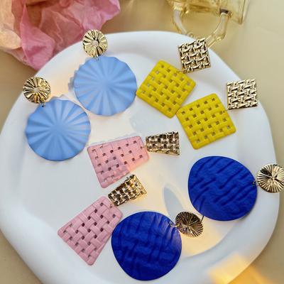 Fashionable Colorful Geometric Irregular Oval Earrings