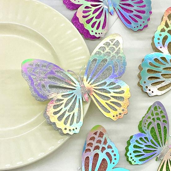 6Pcs Self Adhesive Butterfly Wall Sticker Waterproof PVC Wall Decals Double Layer DIY Wall Art Stickers for Living Room Bedroom Bathroom