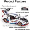 1/32 Porsche 911 GT3 RSR mașină sport de jucărie din aliaj, turnat sub presiune, model la scară, simulare, curse, tragere înapoi, suspensie de roată, jucării de colecție pentru băieți