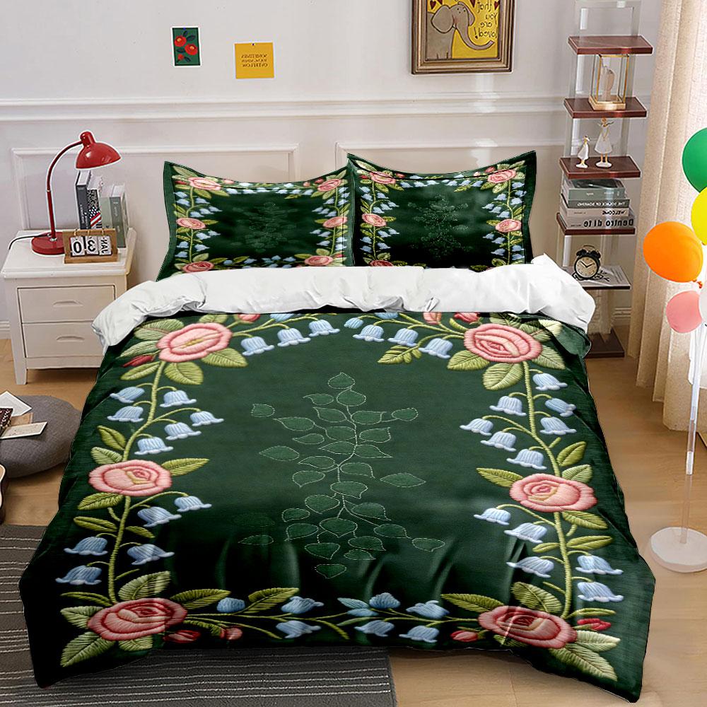 

Pink roses and leaves. Bedding sets Duvet cover sets Duvet covers Pillowcases(1 * Duvet Cover 2 * Pillowcases without duvet insert) 135x200cm