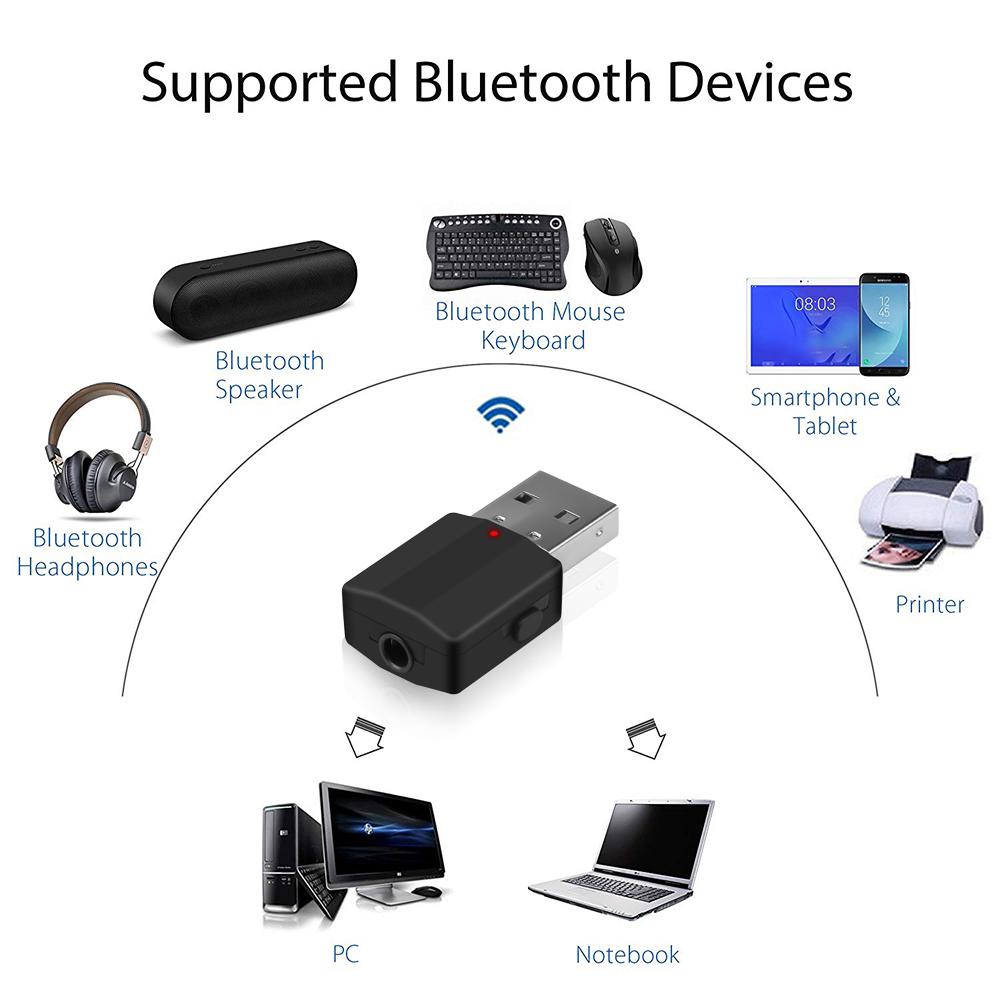 2 IN 1 V5.0 Bluetooth Transmitter Receiver Mini 3.5mm AUX Stereo Wireless Music Adapter For Car Radio TV Mp3 Speaker