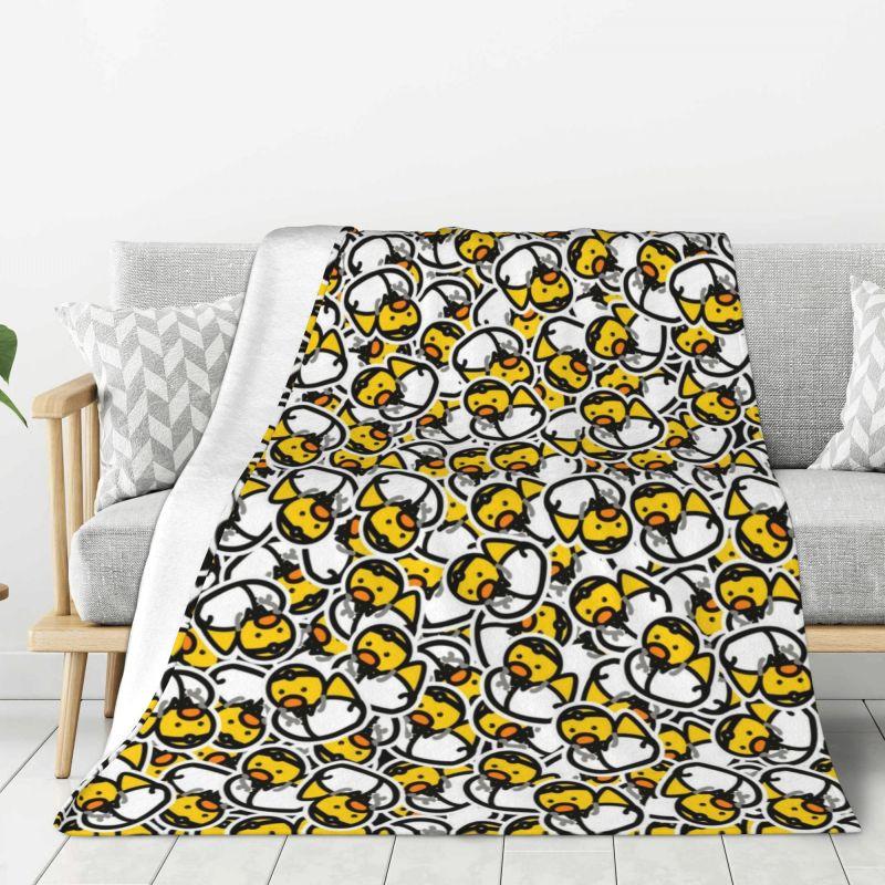 Custom Ultra-Soft Fleece Yellow Colorful Rubber Duck Pattern Throw Blanket Warm Flannel Blankets for Bed Home Couch Quilt