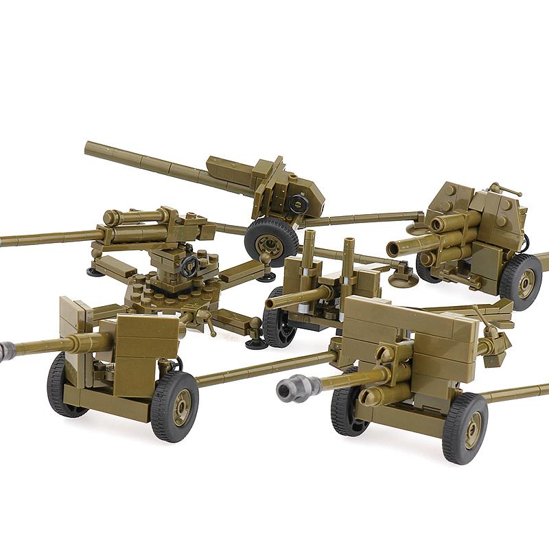 Non-Toxic Ww2 Soviet Military Weapons Building Blocks Army Soldier Figure Anti-Tank Gun Cannon Shell Parts Bricks Toys For Kids