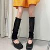 Hollowout Fishnet Lace Leg Warmers Arm Sleeves for Women Aesthetic Sheer Mesh Leg Covers with Ruffle Trim and Bowknot