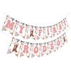 My First Rodeo 1st Birthday Banner, Western Cowgirl Theme, Pink Daisy Flower, Cardstock Banner for 1 Year Old Girl's Birthday Party Decorations