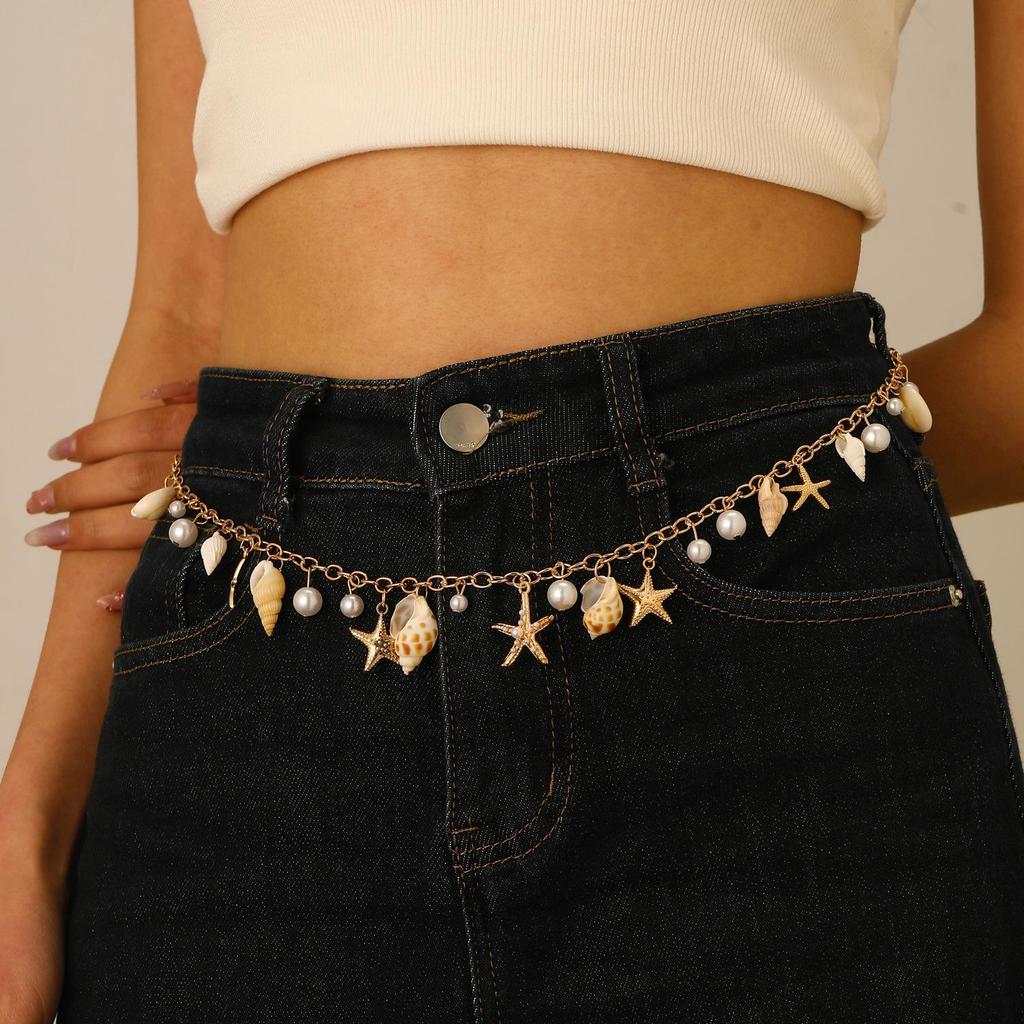 Set Collana e Bracciale Estivo Bohemien con Stella Marina, Conchiglia e Perle