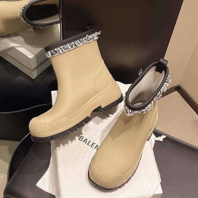 

Women s Fashion Mid-calf Rain Boots/water Shoes - All-season Outdoor Wear, Heightening Design, Adult Soft-sole Rubber Boots With 37 сірий колір