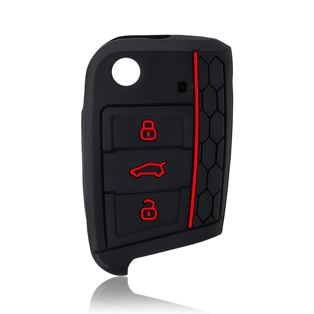 

Car Key Case Silicone Cover For Vw Golf 7 Mk7 3 Buttons Flip Folding Remote Key Fob For Seat For Skoda Car Accessories