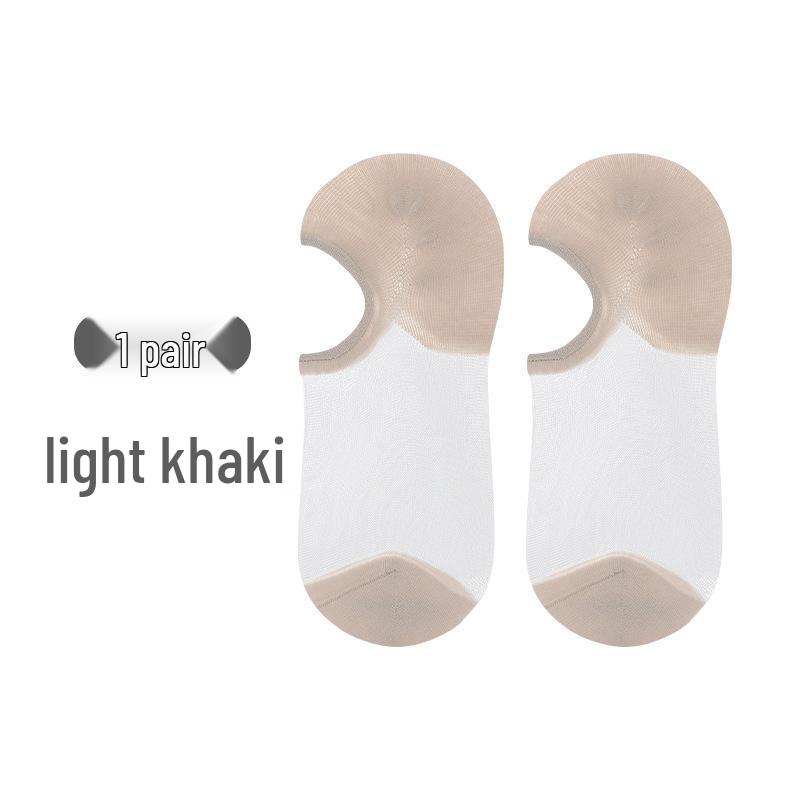 

Women s Spring/Summer Low-Cut Cotton Non-Slip Crystal Silk Socks One Size хакі