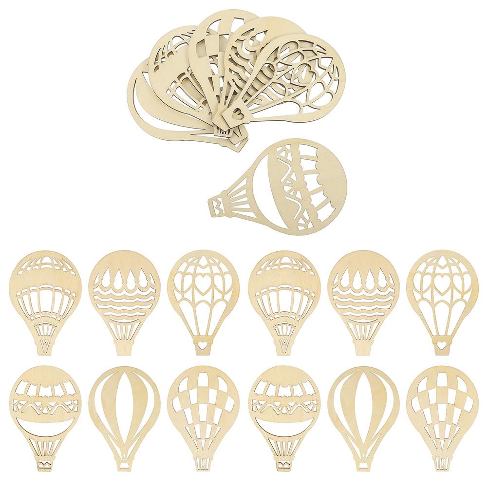 18 Pcs Hot Air Balloon Wood Chips Blank Wooden Cutout Tags Toy Carving DIY Crafts Supply Home Decorations Painting Materials