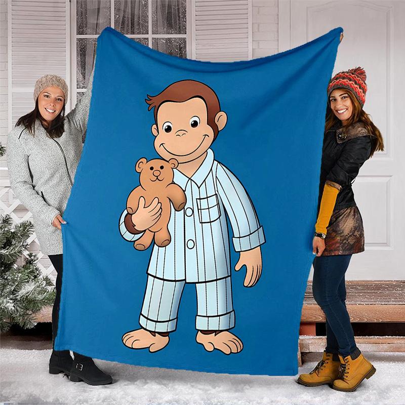 Curious George printed throw blanket—lightweight,soft,warm;versatile blanket for all seasons—perfect as &air-conditioning throw,nap blanket