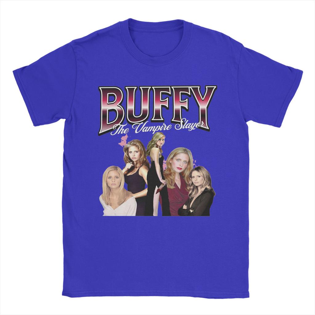 Cool Buffy the Vampires Slayer T-Shirts Men Crewneck Pure Cotton T Shirt TV Show Short Sleeve Tees Plus Size Clothes