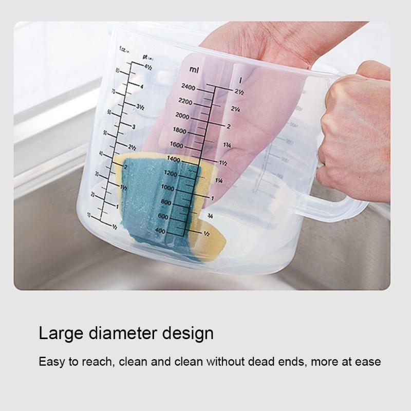 2.5L Baking Measuring Cup Scale Mixing Bowl with Lid Transparent Plastic Mixing Cup for Home Kitchen