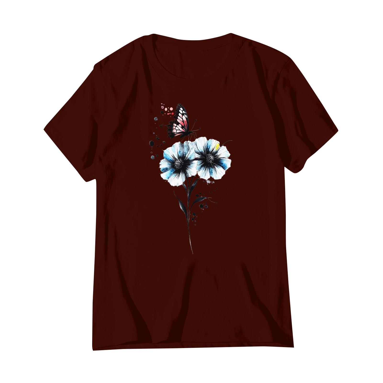 

Женская модная повседневная плиссированная футболка с коротким рукавом с принтом L винный