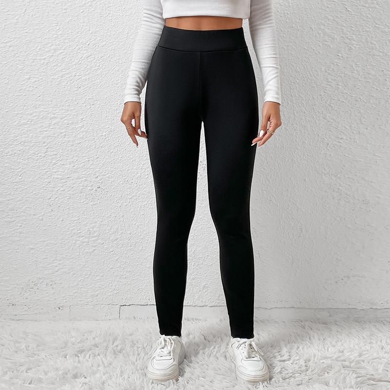 Opaque Black Thermal Leggings Winter White Fleece Lined Bodycon Tights Women Leggings Stretch Yoga Pants Slim High Fashion Warm Sprots Leggings Ladies