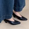 New Shallow Retro Commuting Temperament High Heels Women's One-pedal Simple Shallow Grandma Shoes Black Single Shoes