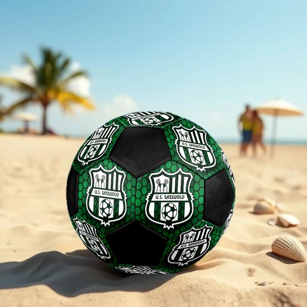 FC Sassuolo Size 5 Soccer Ball, Machine-Stitched PVC, Durable & High Bounce, All Ages Fit, Fan Merchandise, Matches & Outdoor Use.