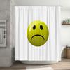 Sad Emoji Shower Curtain Fun Bathroom Decoration for Kids Bedroom or Guest Bath White Plastic Hook Rings Included