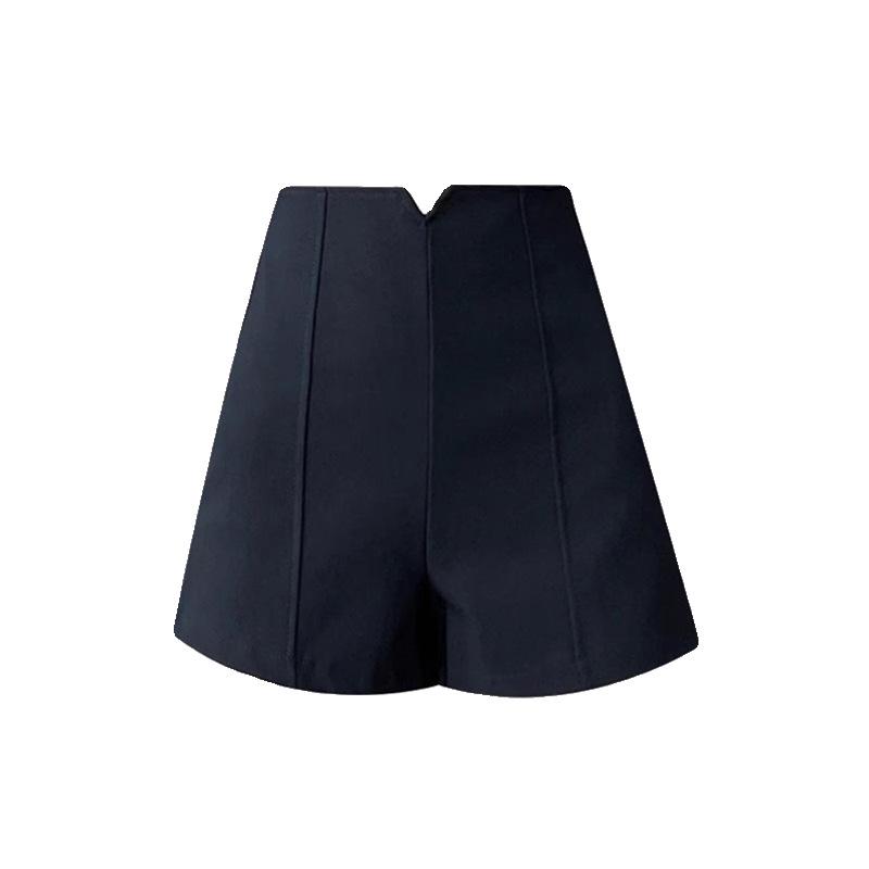 Plus Size High Waist A-Line Black Wide-Leg Shorts for Women - 2024 Summer Slimming Casual Style