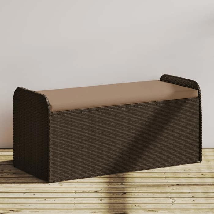 VidaXL Storage Bench and Cushion, Toy Chest, Storage Furniture, Garden Terrace Patio Organizer, Brown 365729