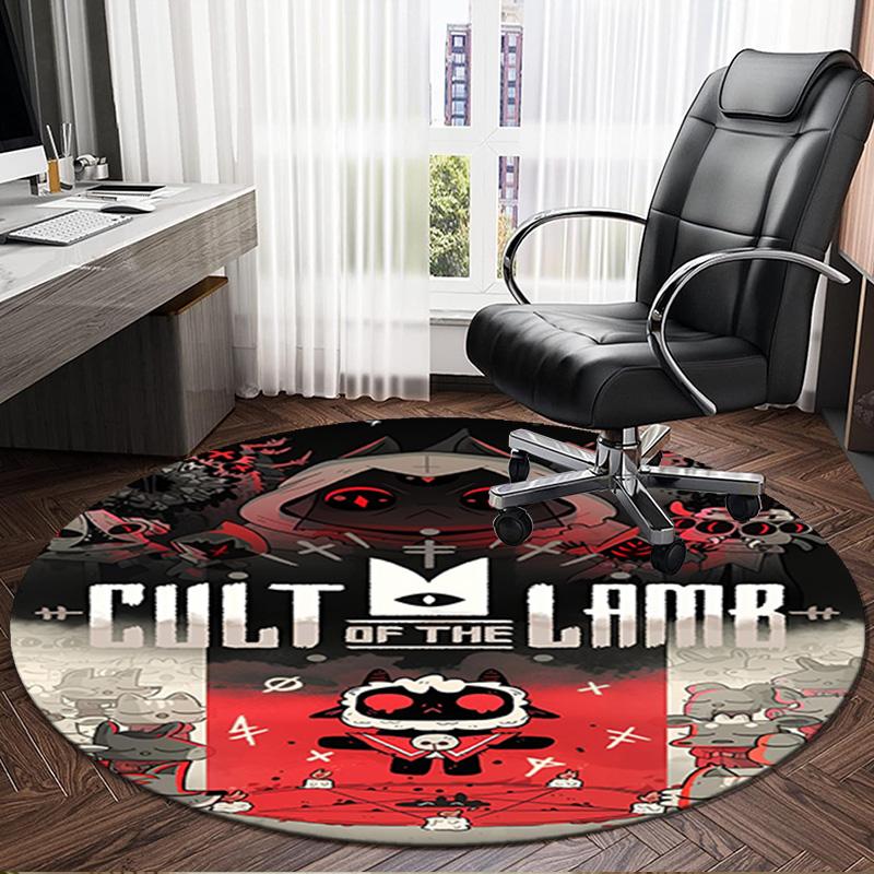 Kult Lamm Spiel Fantasy Runder Teppich für Wohnzimmer, Schlafzimmer, Spielzimmer, Stuhlunterlage, Läufer, Kreis Teppich, Große Größe Ventilator Weihnachtsgeschenk
