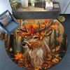 Autumnal Deer Round Area Rug,Carpet Rug for Living Room Bedroom Sofa Playroom Decor,Non-slip Floor Mat